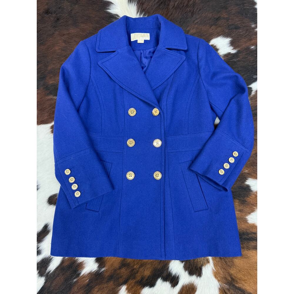 MICHAEL KORS blue wool peacoat - LARGE